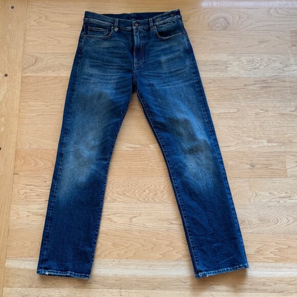 LIKE NEW - R13 Stretch Cotton Denim Cuffed Selvedge Romeo Jeans in Adelaide Blue - Picture 6 of 10
